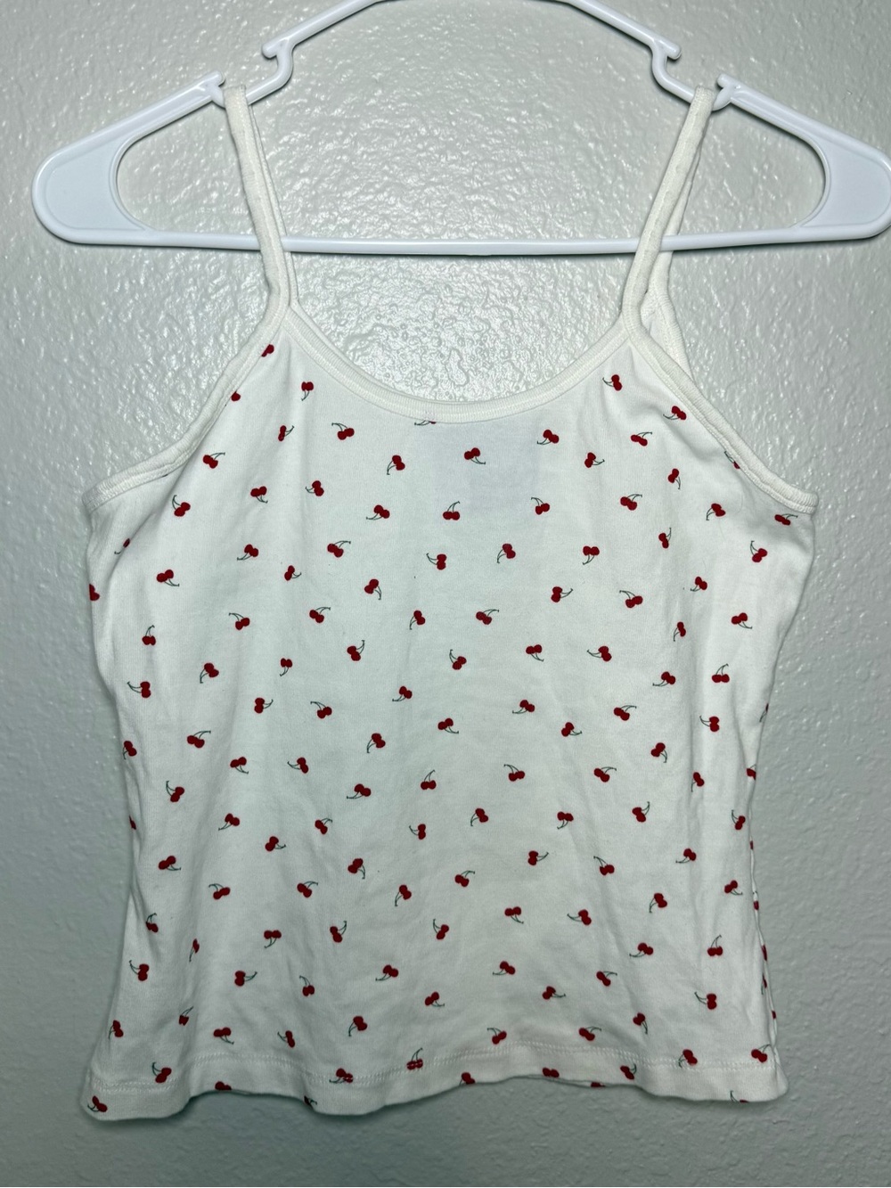 White Cherry Print Spaghetti-Strap Cami size L